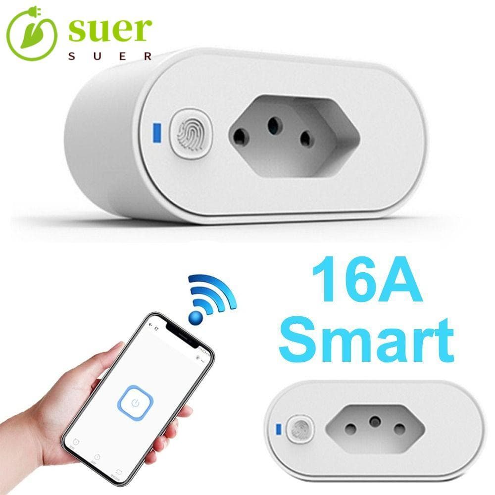 SUER1YE Brasil Tomada Inteligente , Adaptador De Monitoramento De Energia De Controle De Voz Bloqueio Infantil