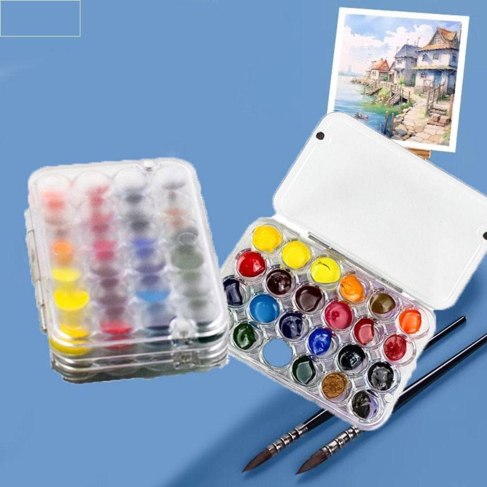 Bandeja De Pintura Em Aquarela AUNLFI , Mini Paleta De Vazia Acrílica , Caixa Transparente Selada De 24 Grades