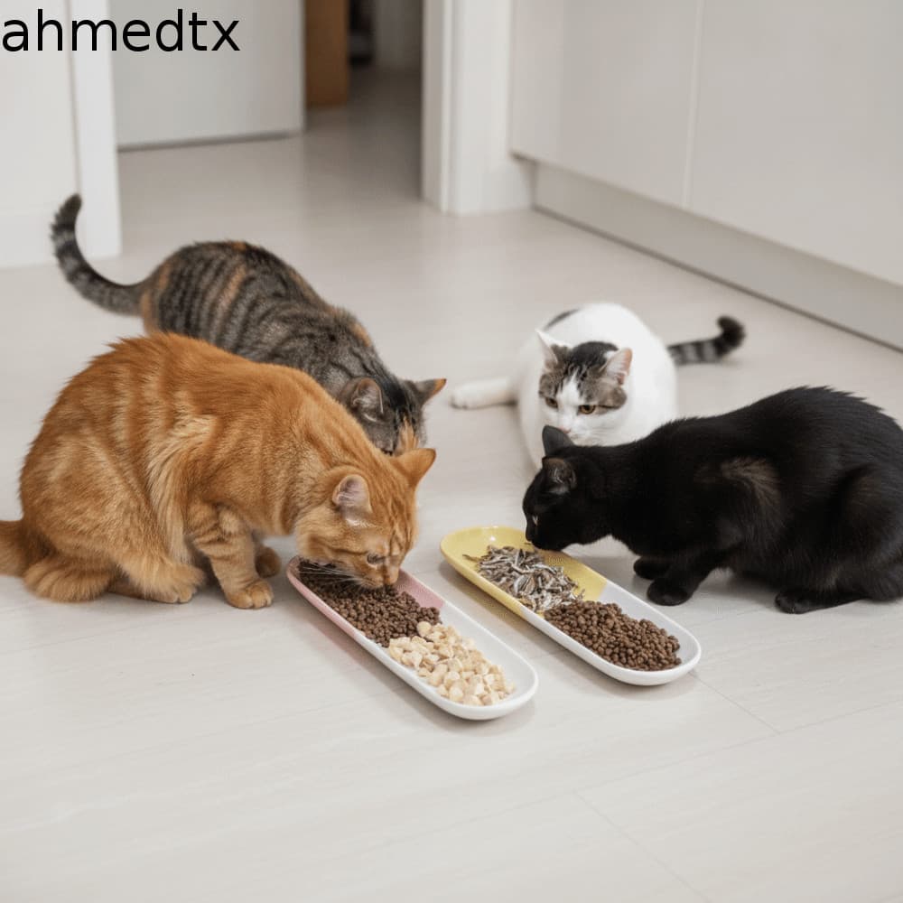 Tigela De Alimentação Compartilhada Para Vários Gatos AHMEDTXB , Alimentador Longo Anti-Tombamento Animais De Estimação
