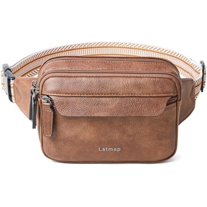 LATMAP 3L Fanny Packs Para Mulheres Bolsa De Corpo Cruzado Couro Vegano Cintura Moderna Pequena Crossbody Viagens , Corr