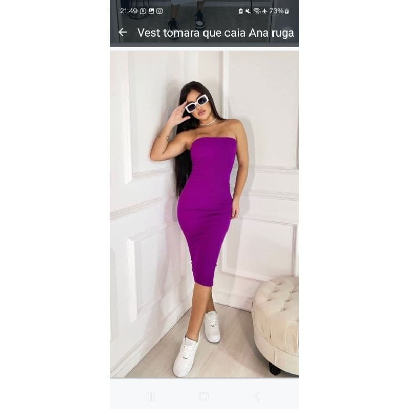 VESTIDO MID TOMARA QUE CAIA COM BOJO ANARRUGA Promo
