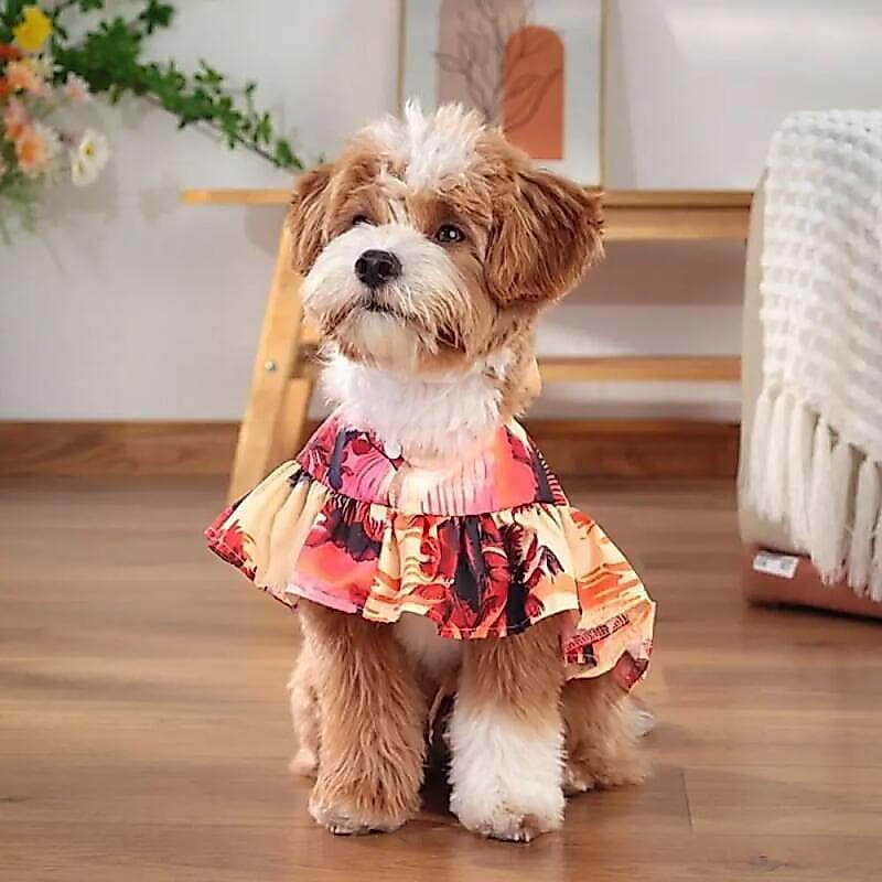 Saia de Praia Casual Estilo Havaiano para Animais de Estimação, Fresca e Respirável, Saia de Férias para Cães, Capa Prot