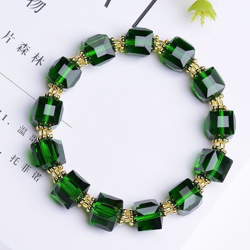 Pulseira de Cristal Quadrada Tecida à Mão, Estilo Austriaco, Joia de Mão Geométrica Colorida e Elegante K0PJ