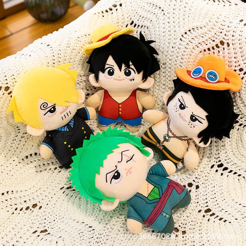 Brinquedo de Pelúcia Versão Q One Piece, Figuras de Luffy, Sanji e Zoro, Ornamentos 2D, Produtos de Anime, Presente Fofo