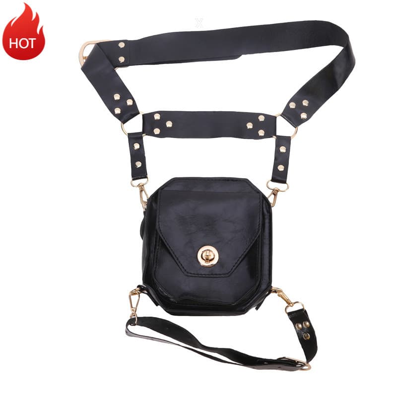LA1V-Men Vintage PU Cintura Bolsa Perna Casual Feminina Crossbody Bolsas De Multifuncionais