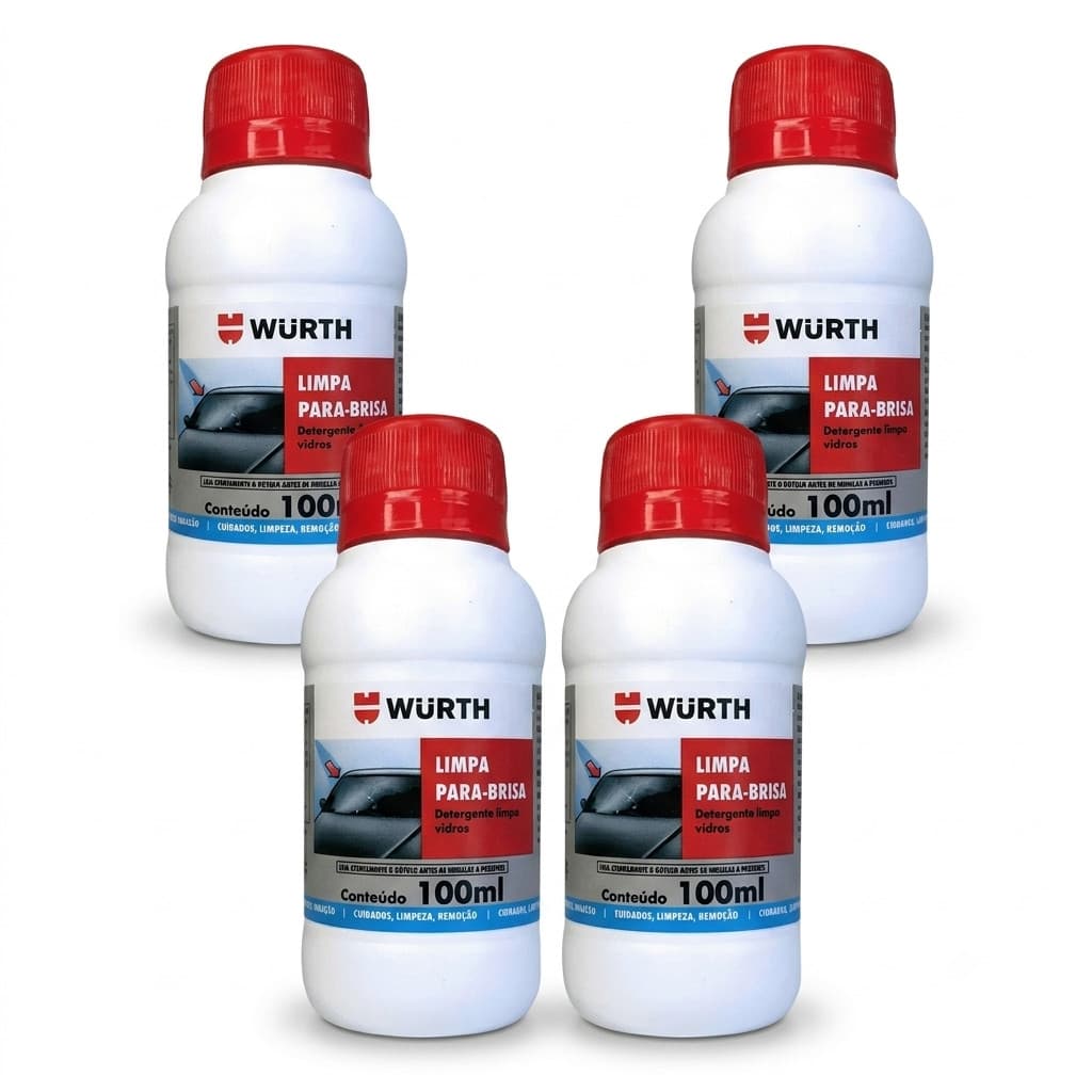 Detergente Limpa Para-Brisa Wurth Concentrado Kit 4 unidades