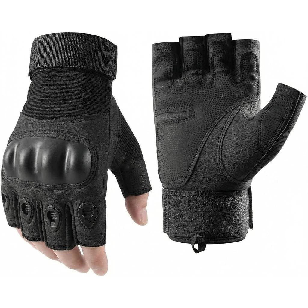 Luvas de Motocicleta Sem Dedos - Proteção em Softshell, Aderência Respirável, Suporte para o Pulso para Pilotagem de Mot