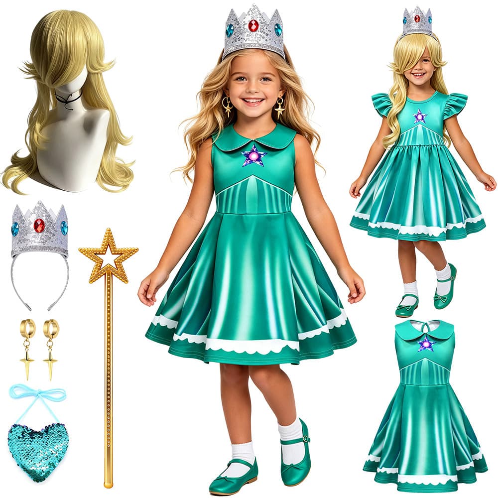 Meninas Rosalina Rainha Traje Fantasia Estrela Galáxia Princesa Vestir-Se Para O Dia Das Bruxas Aniversário Carnaval Tem
