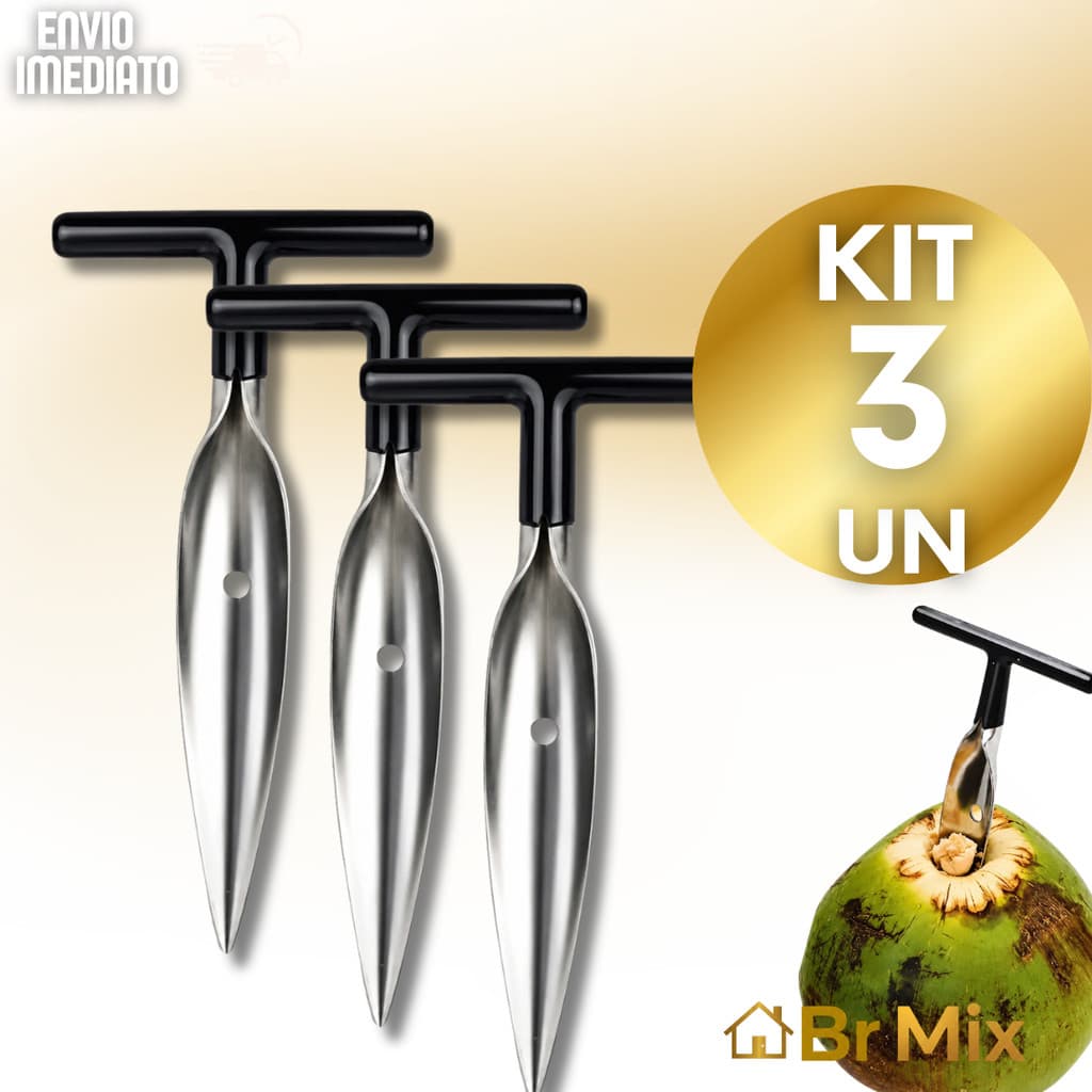 Furador de Coco Em Aço Inox Profissional Resistente Abridor Para Coco Verde