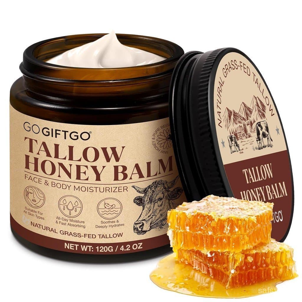 Sebo de Boi para a Pele, Bálsamo de Sebo e Mel, Sebo de Boi para o Rosto, Hidratante Facial de Sebo, Hidratante Natural