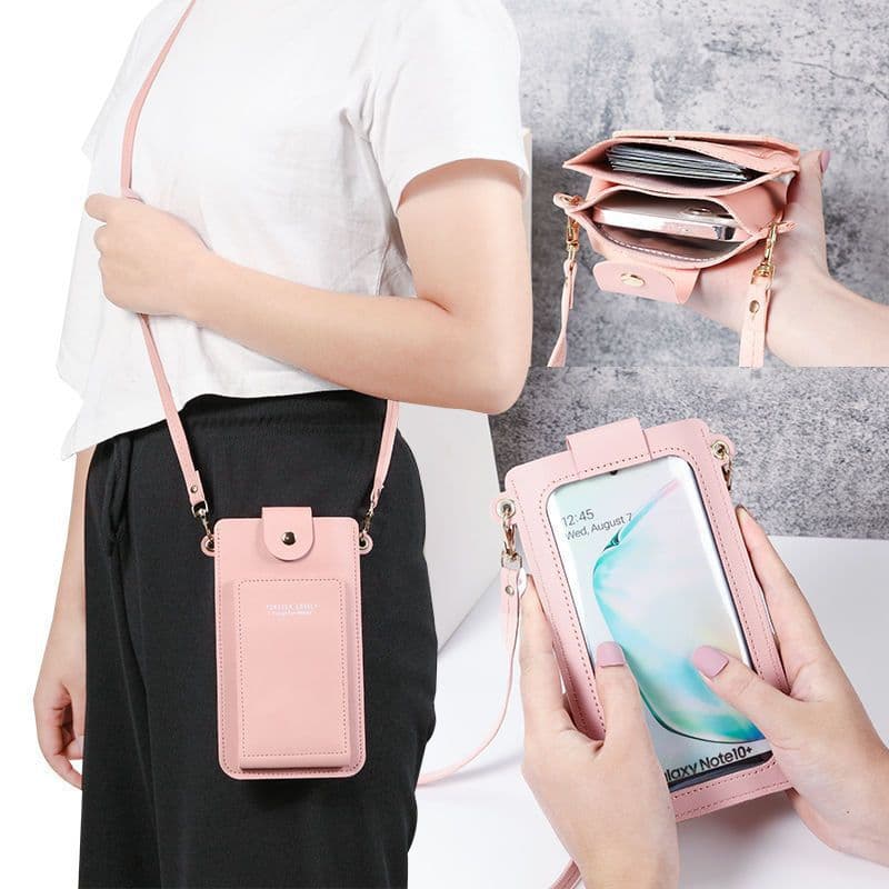 Bolsa de Telefone com Tela Sensível ao Toque para Mulheres, Bolsa Transversal Versátil e Compacta para Estudantes, Bolsa
