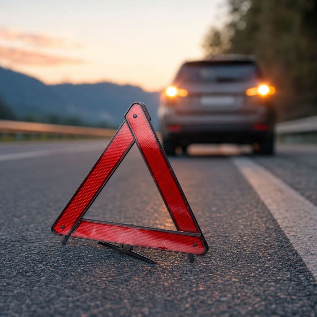 Triângulo De Sinalização Automotivo Preto 25cm Com Suporte