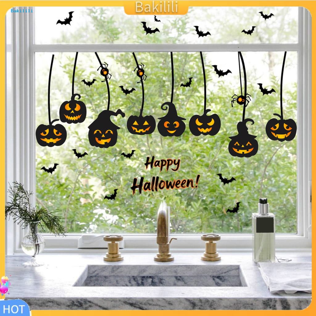 { Bakilili } Suprimentos Decorativos Para Festas De Halloween 3 Peças Conjunto De Adesivos Janelas À Prova D'água Retrô