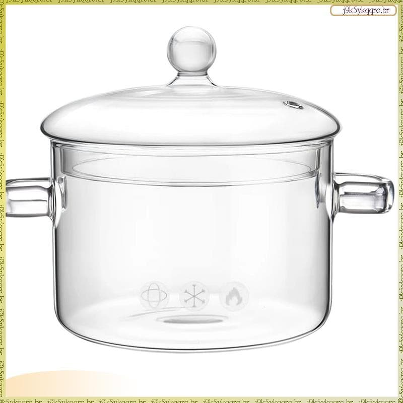 [Lan] Panelas De Vidro Para Cozinhar No Fogão 1.9L/67oz Panela Com Tampa Adequada , Sopa , Chá , Leite .