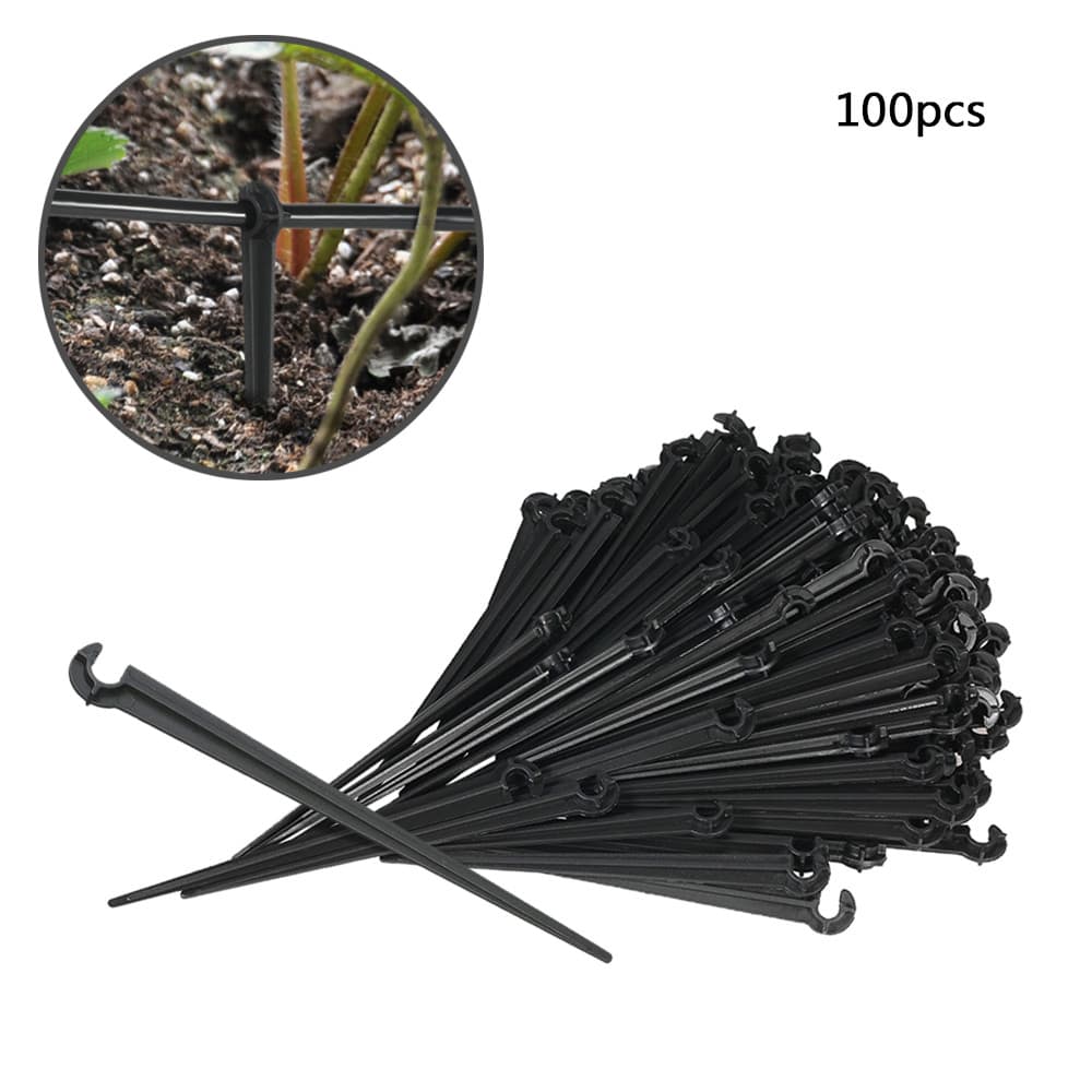 Nvstel-br 100pcs pacote de valor de irrigação por gotejamento de haste fixa de estacas de suporte para canteiros de