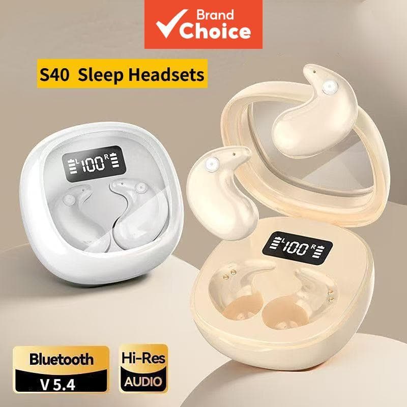 Fones de Ouvido SENBENBAO S40 TWS Sem Fio para Dormir, Fones de Ouvido Estéreo HiFi, Redução de Ruído ENC, À Prova