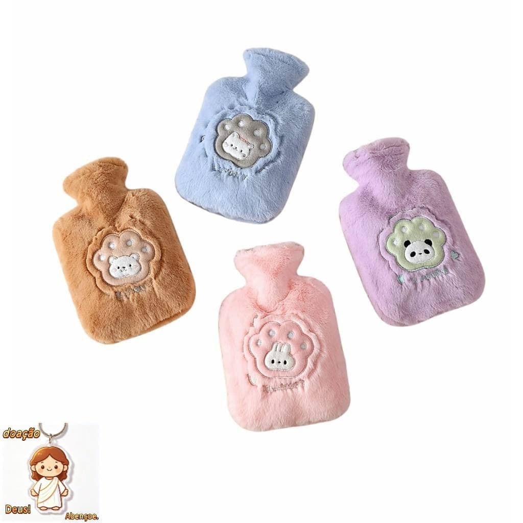 Bolsa Térmica de Água Quente com Pelúcia – Alívio Rápido para Cólica e Dor