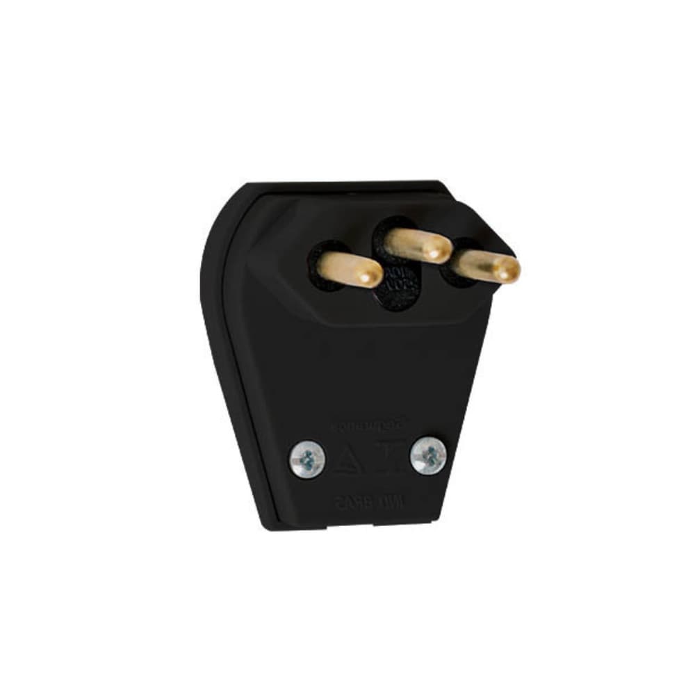 Plugue Macho 2P + T 10A 250V Padrão - Pezzi Preto