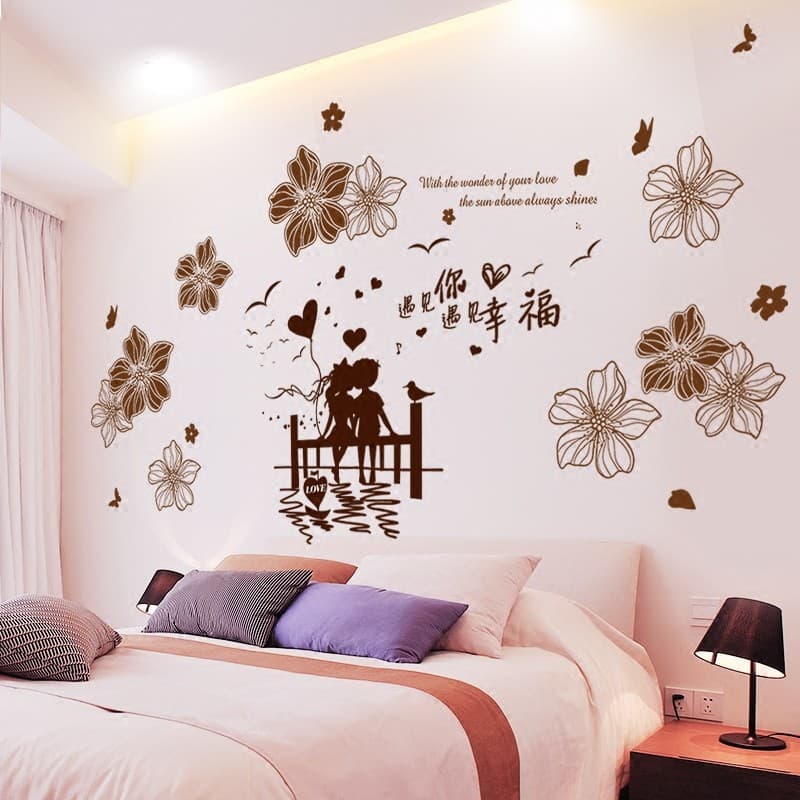 Quarto quente papel de parede adesivos de parede menina quarto cabeceira fundo decorações de parede papel de parede auto