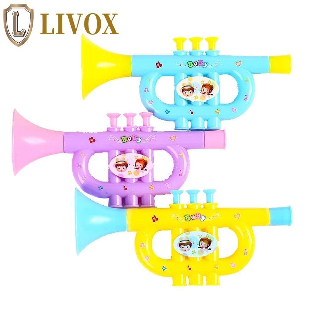 LIVOX Crianças Trompete Instrumento De Simulação Dos Desenhos Animados Colorido Infantil Jogando Instrumentos Musicais B