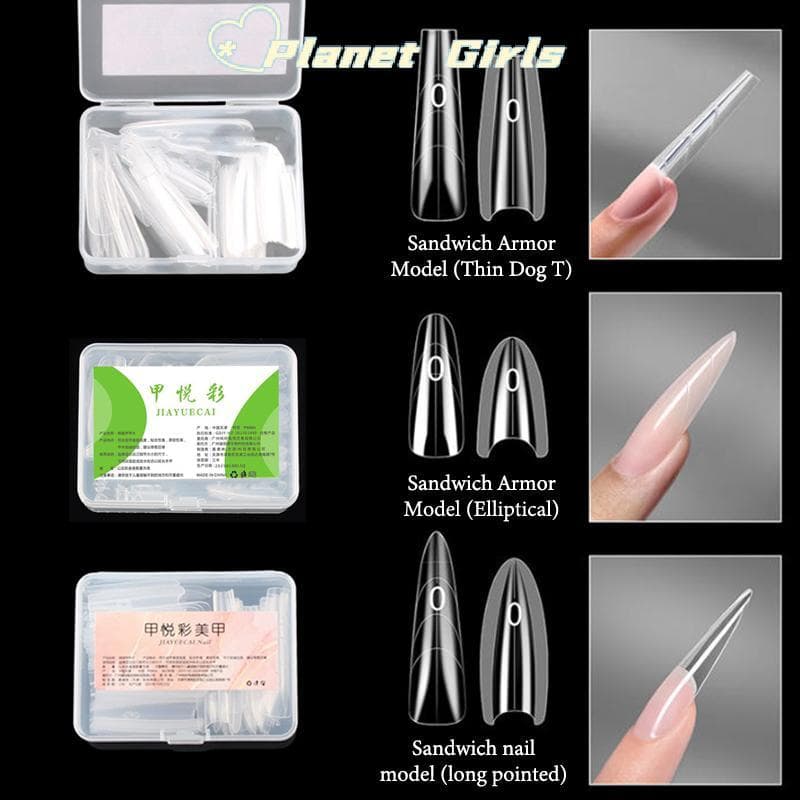 haostone Sanduíche Formas De Unhas Duplas 60 Pçs 15 Tamanho Qui Extensões-Em Forma De T Elipse Manicure Molde Superior I