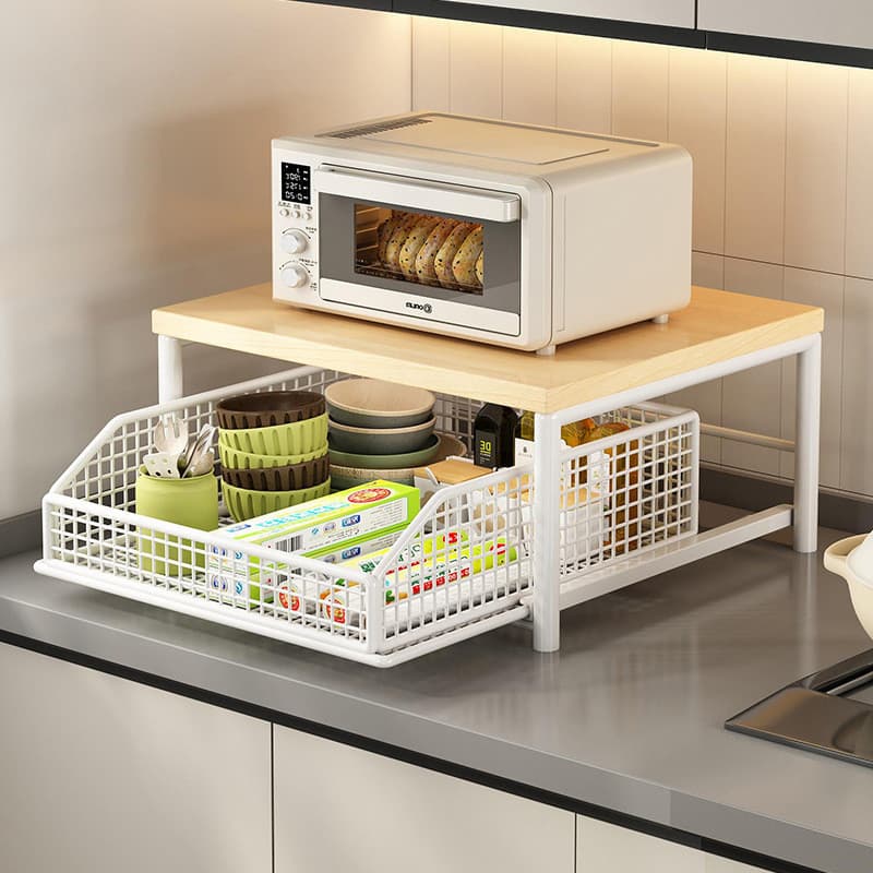 [Novo produto] Bancada de rack de forno de micro-ondas de cozinha com gaveta Forno Panela de arroz para fritadeira de ar