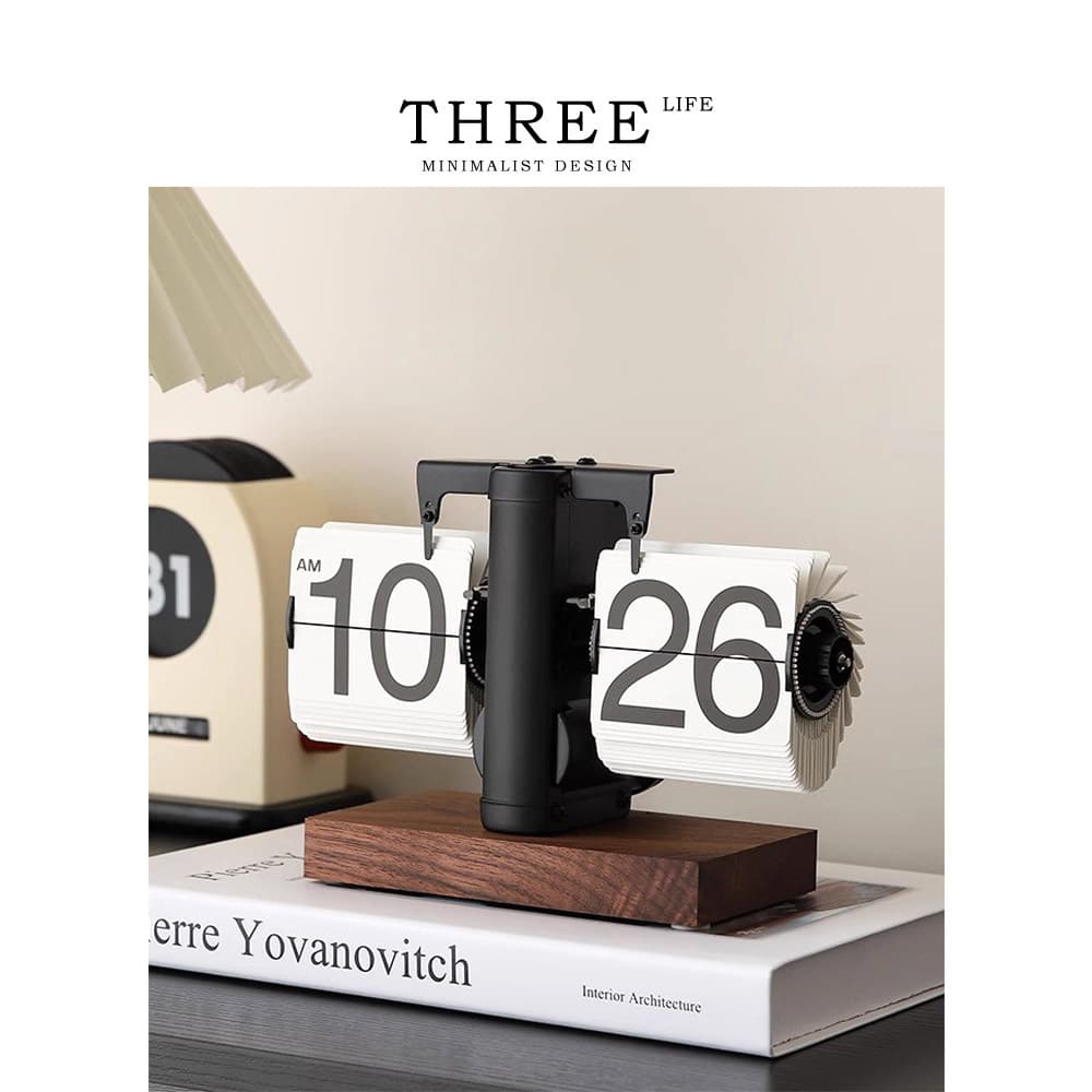 Tlife · Caminhada · Relógio Luz Moderna Luxo Página Automática Flip Mecânico Decoração de Mesa Decoração de Sala de Esta