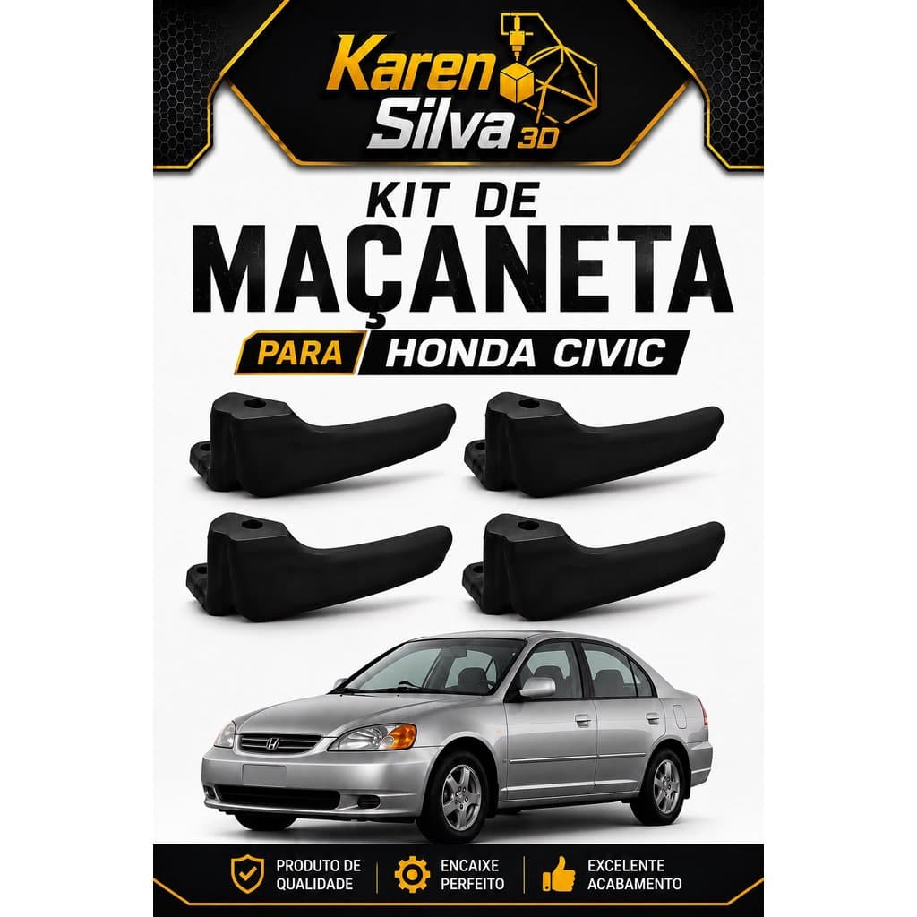 Kit Puxador Macaneta Interna Civic 2001 2002 2003 2004 2005 2006