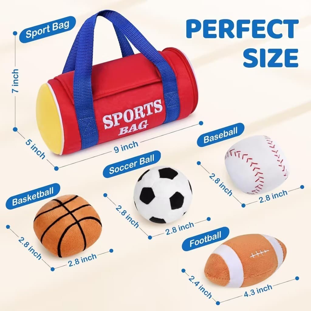 Conjunto esportivo para bebês, bolsa de bola, esportes ao ar livre, brinquedo sensorial, futebol, basquete, Rugby, beise