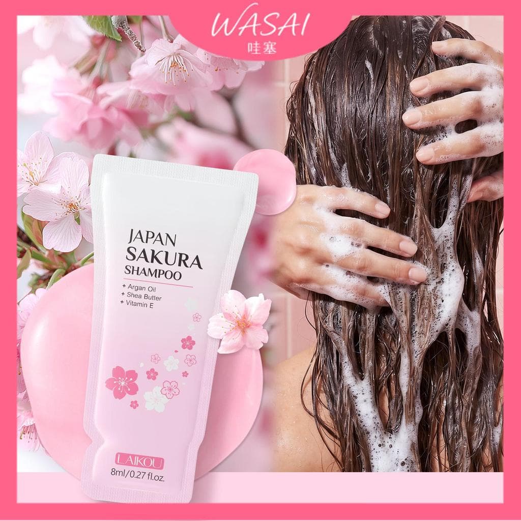 [Venda quente] LAIKOU Cherry Blossom Shampoo 8ml Shampoo Hidratante de Limpeza