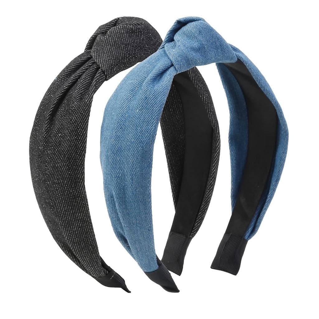 Tiara com Nó WOVOWOVO, Acessórios de Cabelo Femininos de Moda em Denim Antiderrapantes, Acessórios de Cabelo com Nó Gros