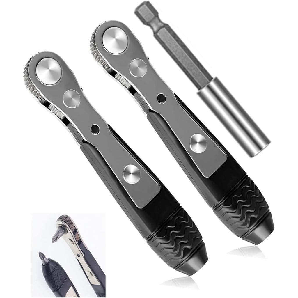 Mini Chave Catraca, 2 Peças de Chave de Impacto Micro com Encaixe de 1/4 de Polegada, com 1 Peça de Suporte Magnético pa