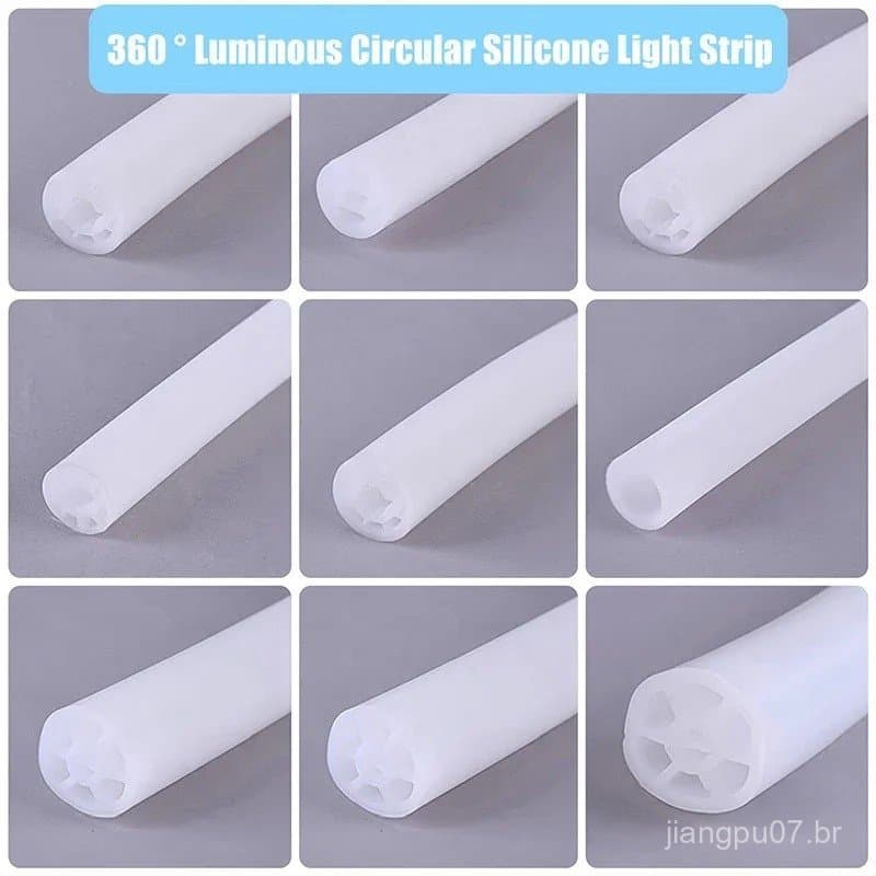 Tubo de Silicone LED Neon Redondo, Fita de Gel de Sílica IP67 à Prova d'Água 270 360, Difusor de Canal LED para Iluminaç