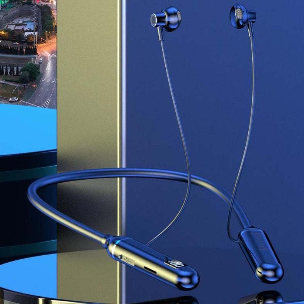 Fone De Ouvido Sem Fio QENVXDAN , Fones Meio Intra-Auriculares De Grande Capacidade Com Fita Para O Pescoço , Display Di