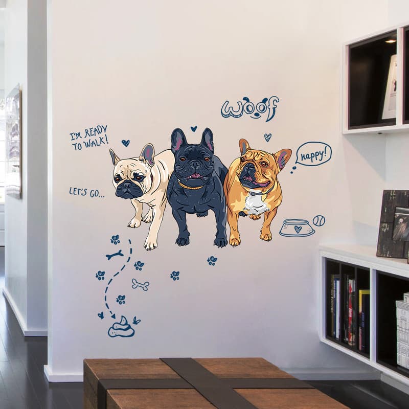 Adesivos de parede exclusivos para cães, sala de estar, quarto, sofá, fundo, decoração de parede, adesivos, Pet Shop, de