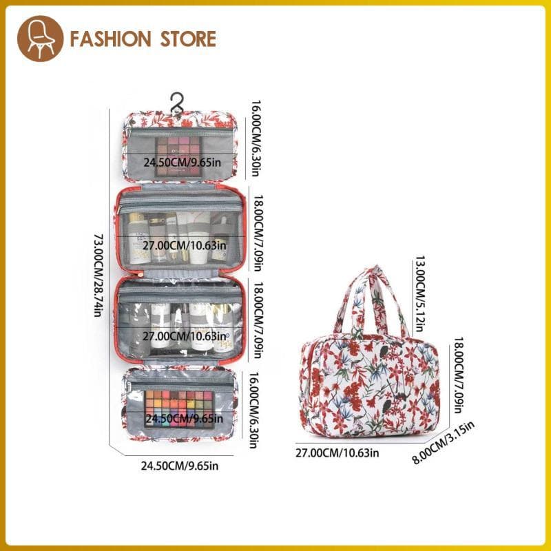 [Wishshopeelq] Organizador De Higiene Pessoal De 4 Camadas Com Estampa Floral Bolsa De Separação À Prova D'água E Seca M