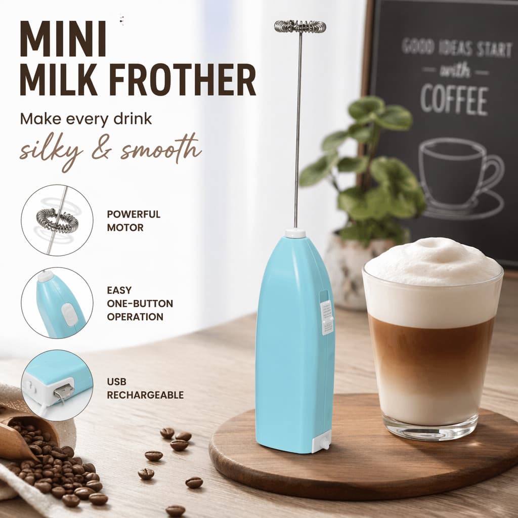 Mix Misturador Cafe Bebidas Batedor De Ovos Automático Elétrico Inox