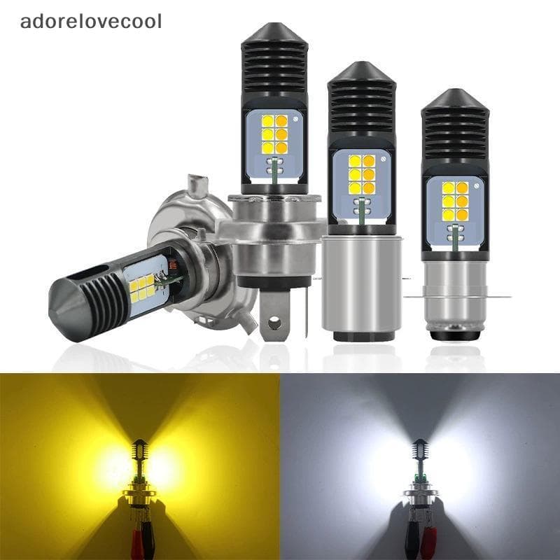 1PC Motocicleta H4 BA20D P15D Farol 3030 24MSD Lâmpadas LED Dupla Cor Branco Amarelo Plug And Play Para ATV Ciclomotor B