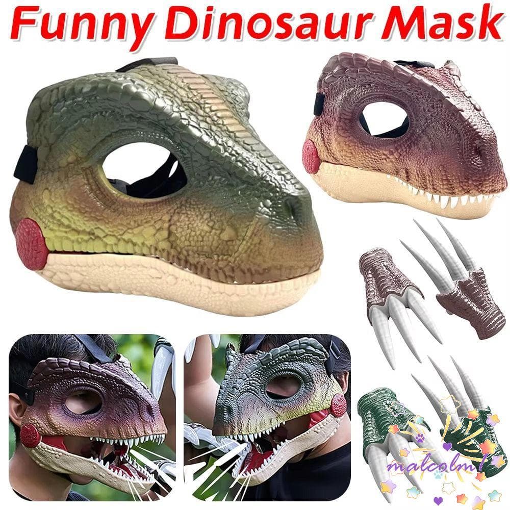 MALCOLM1 Máscara De Dinossauro Para Cabeça , 3D Com Som Realista , Garras , Capa Facial