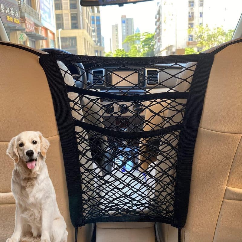 Organizador De Malha De Carro De 3 Camadas , Bolsa De Rede Traseira Do Assento , Barreira De Animal De Estimação Banco T
