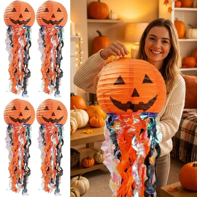 Lanternas Em Forma De Água-Viva De Abóbora De Terror , Decoração De Festa-Horror , Halloween , Artesanato , Lanterna , O