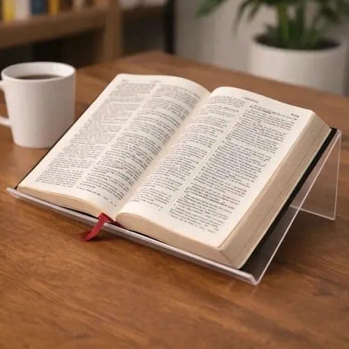 Suporte Bíblia Porta Livros Estudo Leitura Acrílico Cristal De Mesa