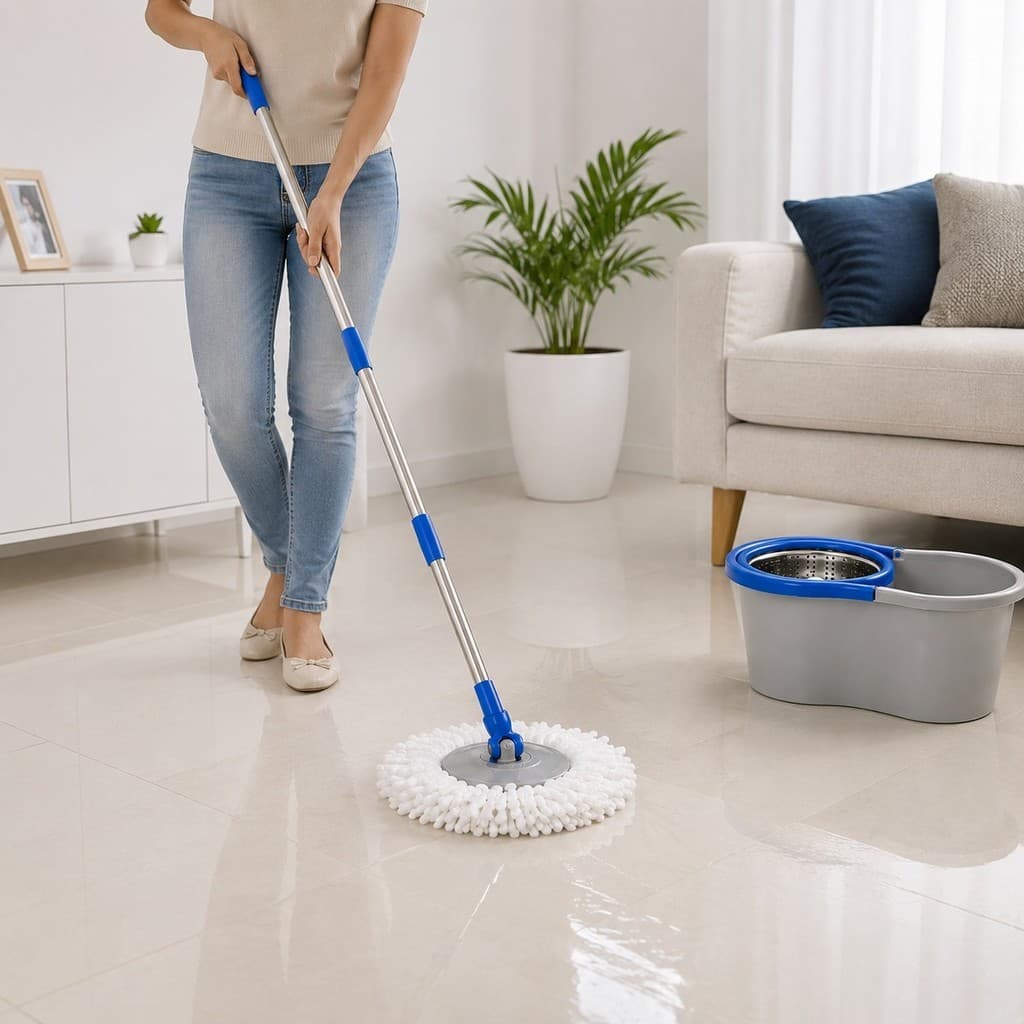 Mop Giratório 360° Balde 8L Inox Esfregão Microfibra Centrífuga Limpeza de Piso