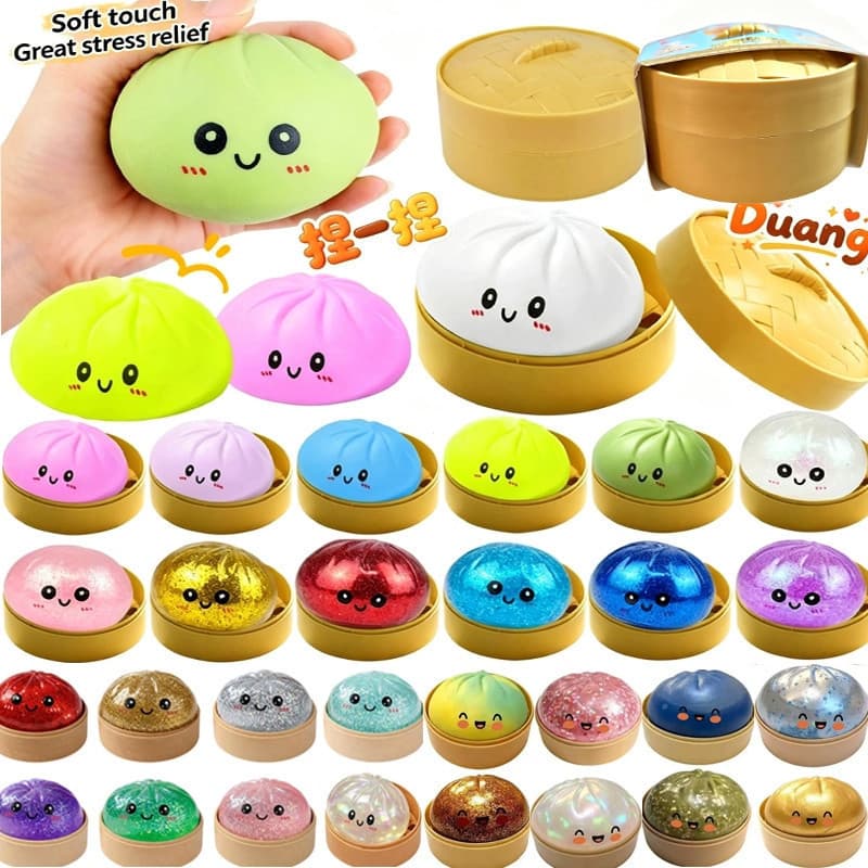 Bolinho De Massa Brinquedo Mole Brilho Colorido Com Vapor Espremer Alívio Do Estresse Bola Fidget Para Fãs Presente