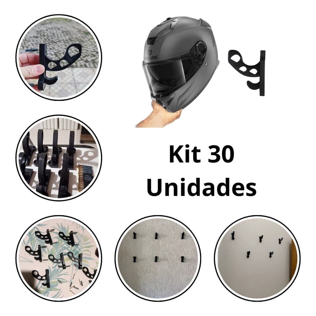 Kit 35 Suporte de Parede para Capacete de Moto Organize sua Garagem com Estilo