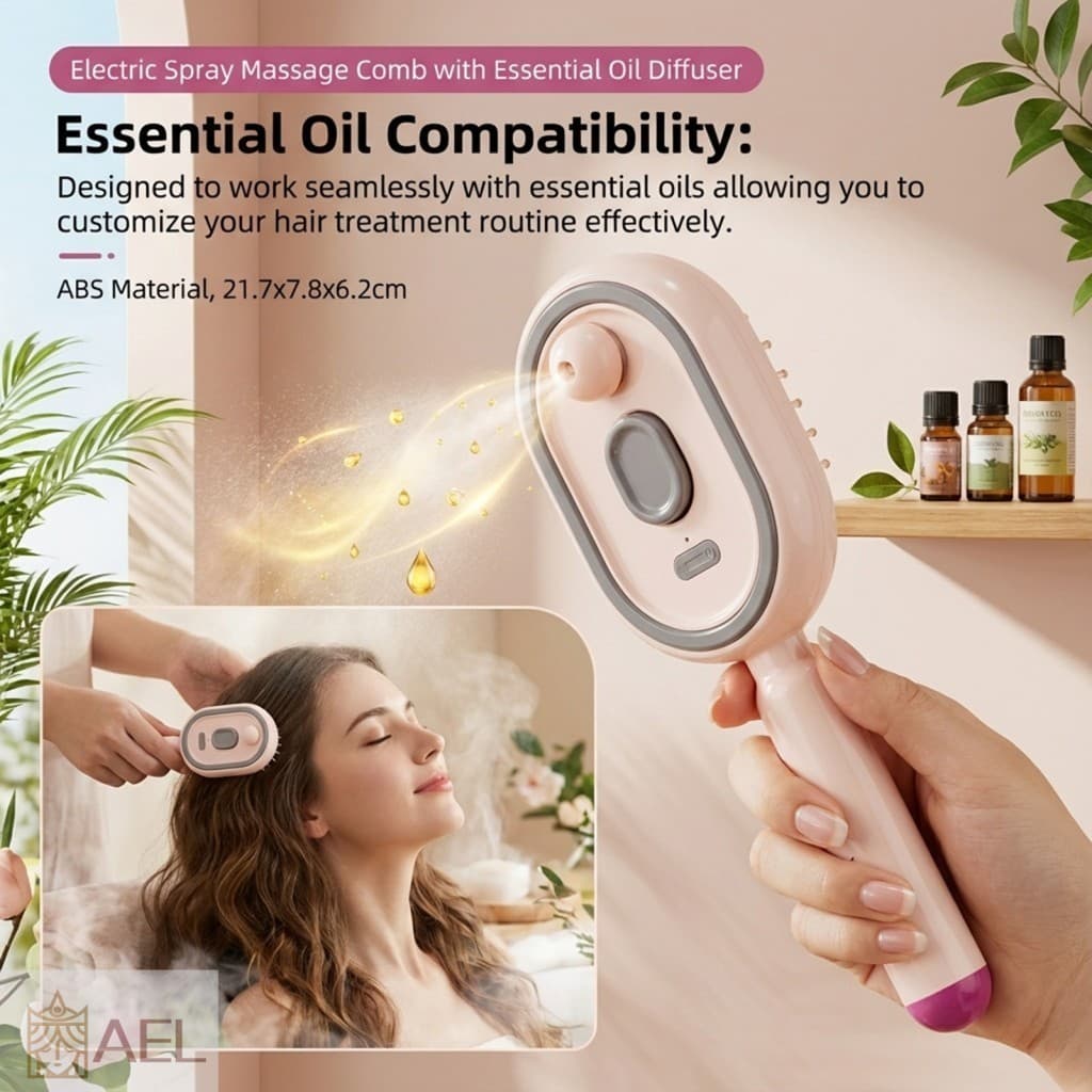 Pente Elétrico Multifuncional , Massageador De Cabelo Com Difusor De Óleo Essencial , Desembaraçador Antiestático