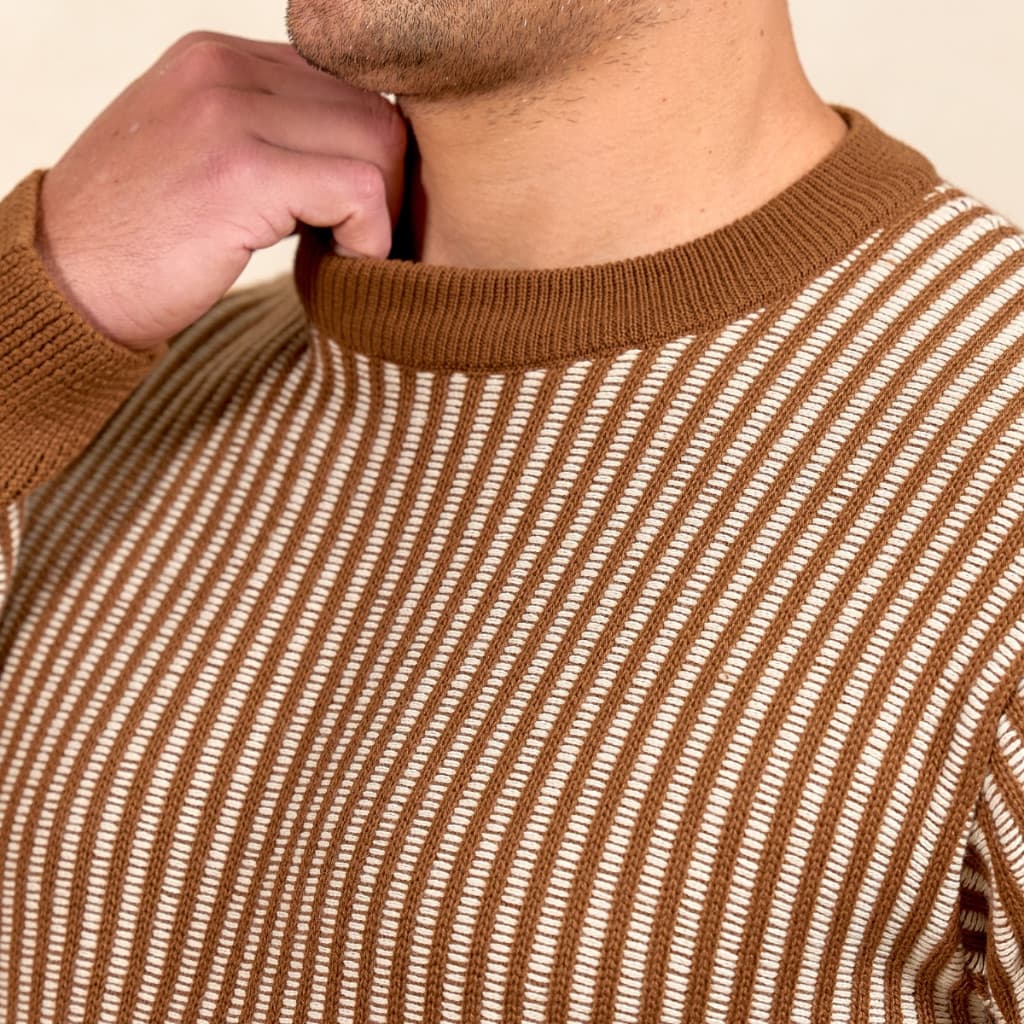 Suéter Blusa Casaco Masculino Elegance Listrado em Tricot Premium
