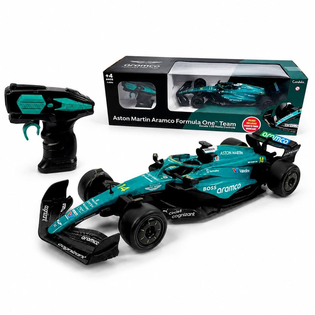 Carrinho De Controle Remoto Aston Martin AMR23 28 Cm F1 Para Colecionador - Candide
