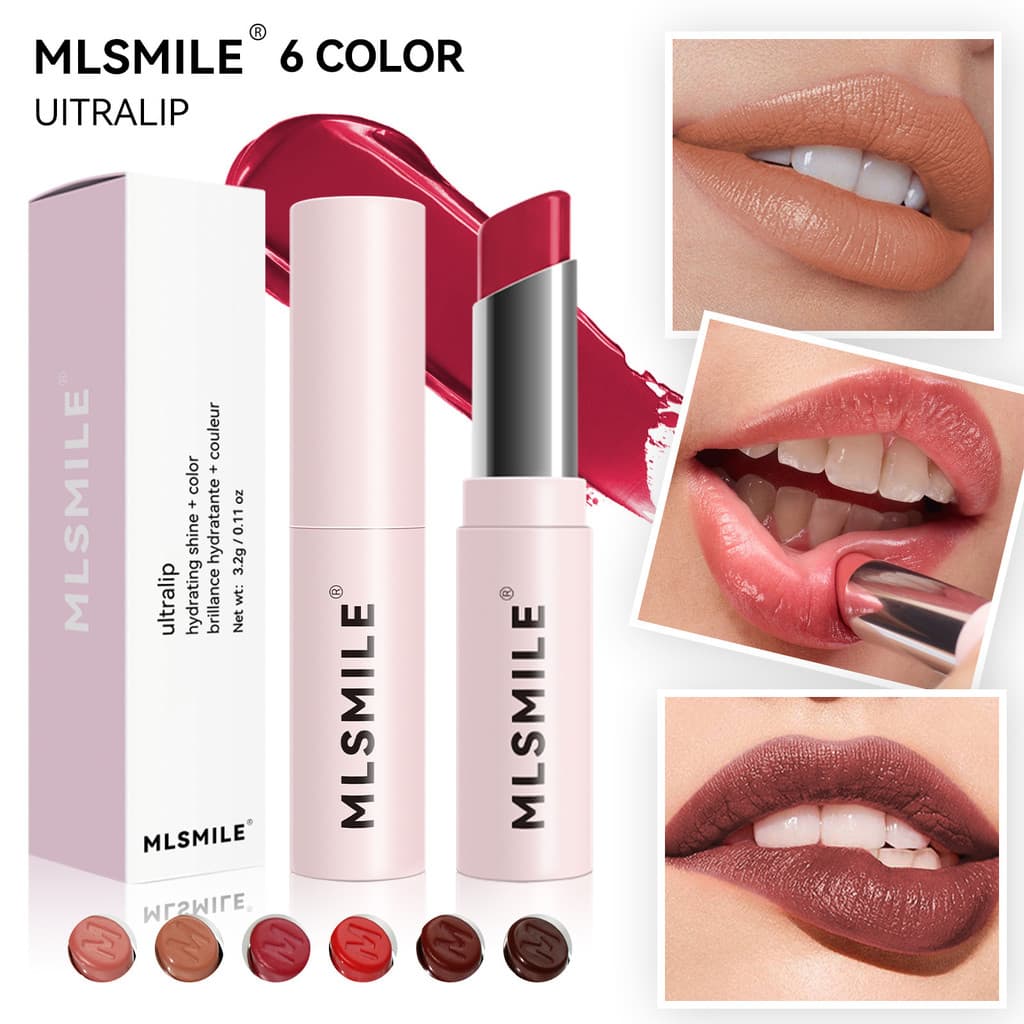 MLSMILE Pó Tubo Batom Hidratante Duradouro Batom Hidratante Clareador Fácil de Colorir Batom de Seis Cores Lábio