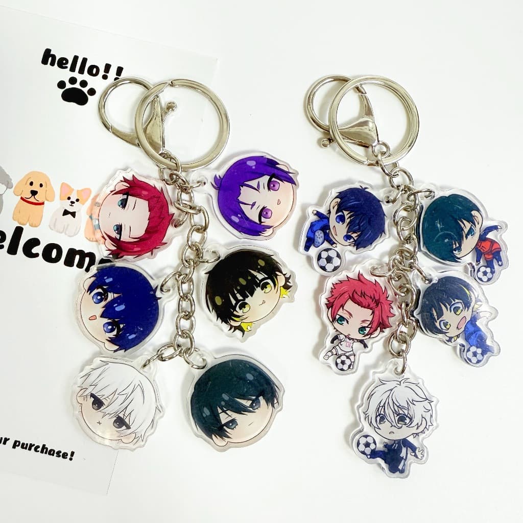 [Edição Premium para Presente] Chaveiro de Acrílico com Corda Azul, Caixa Decorativa de Anime Fofa para Bolsas e Mochila